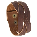 Bracciale vintage in pelle intrecciata marrone con bottoni a pressione in bronzo punk - Stile Intrecciato Marrone (P01465)