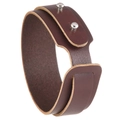 Bracciale a doppio strato in pelle marrone scuro con chiusure a perno in metallo - Marrone Scuro