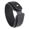 Bracciale da uomo in pelle nera a doppio giro con borchie metalliche argentate - Nero