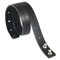 Verstellbares schwarzes Lederarmband für Herren mit Silbernieten und Kieseltextur - Schwarz