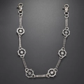 Catena da vita stile punk retrò con ciondoli a timone e chiusure a moschettone - Stile Timone di Nave (TC126) / Argento