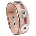 Retro DIY pinkish-brown leather snap bracelet with three silver button bases - Vintage Pinkish Brown
