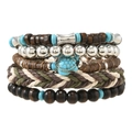 5-piece Bohemian bracelet set featuring turquoise turtle pendant and beaded weave - Assorted Styles Set