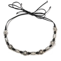 Cintura bohémien in pelle PU con decorazioni in metallo intagliato per jeans e abiti - Nero
