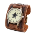Vintage brown leather punk watch featuring a bronze case and black star dial design - Vintage Light Brown (Soft)