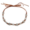 Cintura bohémien in pelle marrone con borchie metalliche vintage a raggiera - Cuoio
