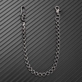 Detail of vintage silver skull wallet chain with gothic metal links and clasp closure - Antique Silver