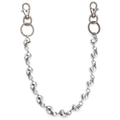 Punk silver skull head wallet chain with heavy metal links and lobster clasps - Antique Silver