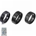 Juego de tres anillos para hombre en acero de titanio negro mate y estilo industrial - US 7 / Negro