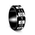 8mm Spinner Ring mit drehbaren arabischen Ziffern auf poliertem Edelstahlband - US 6 / Schwarz