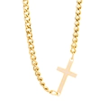 Klassieke gouden halsketting met zijwaarts kruisje en schakelketting voor heren en dames - Goud