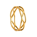 Macro detail of gold geometric crisscross ring with polished stainless steel finish - US 6 / Gold