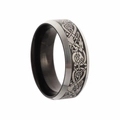 Anello da uomo in acciaio con motivo a drago celtico nero e bordi in argento lucido - US 6 / Nero