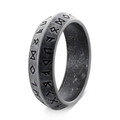 Vintage Nordic Viking Rune ring in oxidized stainless steel with a rustic matte finish - US 6 / Antique Silver