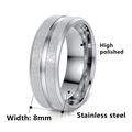 Modern 8mm stainless steel ring featuring silver brushed finish and polished edges - US 6 / 8MM Silver
