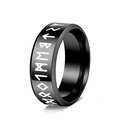 Anillo Vikingo para hombre de acero inoxidable negro con grabado de runas nórdicas - US 6 / Negro