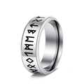 Anillo vikingo de acero inoxidable plateado con runas nórdicas grabadas y acabado pulido - US 6 / Plateado