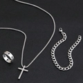Herren Schmuckset aus silbernem Edelstahl mit Kreuzanhänger Halskette, Armband und Ring - Silber