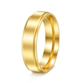 Detailed close-up of 6mm matte brushed gold titanium ring with stepped edge design - US 13 / Gold