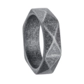 Detail van de industriële zeshoekige ring met ruitpatroon in verouderd zilveren look - US 6 / Verouderd Antiek Zilver
