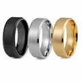 Set di tre anelli in acciaio inossidabile satinato opaco nei colori nero, argento e oro - US 6 / Oro, Argento e Nero (1411 Colori Misti)
