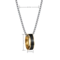 Minimalistische rvs ketting met zwarte emaille ringhanger in gouden afwerking - 6mm Enkele Streep Zwarte Hanger Goud (SMXL124)