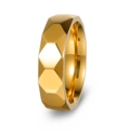 6mm minimalist geometric faceted titanium steel ring in polished golden finish - US 6 / Gold