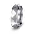 6mm punk style step triangular matte silver band ring with polished edges for unisex style - US 6 / Silver