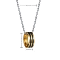 Herenketting met ringhanger in zwart en goud en een zilveren ketting van 60 cm - 8mm Dubbele Streep Zwarte Hanger Goud (SMXL124)