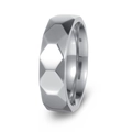 Polished silver titanium steel ring featuring a geometric multi-faceted honeycomb design - US 6 / Silver