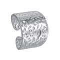 Vintage breiter offener Ring mit Hammerschlag-Textur aus silbernem Edelstahl für Damen - Offenes Design / Silber