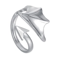 Gothic silver stainless steel open ring with angel and demon wings design for couples - Silver Bat Wings Style (JWR1905开口) / Silver