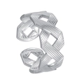Modern adjustable silver stainless steel ring with geometric lattice and brushed texture - Adjustable Open / Silver