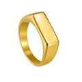 Polierter goldener 7mm rechteckiger Siegelring aus Edelstahl im trendigen Retro-Stil - US 7 / Gold