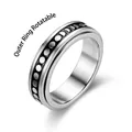 Edelstahl-Spinner-Ring mit Mondphasen-Muster und drehbarem Außenband im Bürstenlook - Standard US-Größe 5 / 6-mm-Anti-Stress-Ring mit großen Punkten