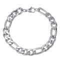 Detail eines silbernen Figaro-Titan-Gliederkettenarmbands mit sicherem Karabinerverschluss - Silber