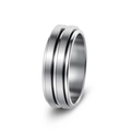 Anillo antiestrés giratorio bicolor de acero inoxidable con acabado cepillado - US 7 / Interior Plata Exterior Plata
