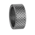 Close-up of vintage grey stainless steel men's ring with woven mesh line texture - US 6 / Antique Silver Grid