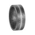Macro view of vintage grey titanium steel ring with textured finish and smooth center line - US 6 / Plain Surface