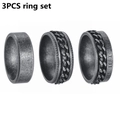 3PCS vintage punk ring set with chain texture and Roman numerals in antique silver finish - US 6 / Antique Silver