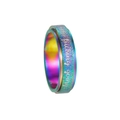 Rainbow spinner ring with iridescent glitter band and keep fucking going engraving - Colorful