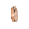 Detail of rose gold spinner ring with sandblasted finish and engraved motivational quote - Rose Gold