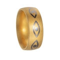 Vintage gouden titanium stalen ring met gegraveerd evil eye patroon voor dames en heren - US 6 / Antiek Brons Duivels Oog