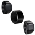 Set de tres anillos negros para hombre de acero inoxidable con sello y piedra negra - US 7 / Negro