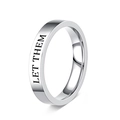 Close-up of polished stainless steel ring featuring engraved LET THEM inspirational text - US 11 / Silver