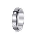 Anello rotante in acciaio inossidabile argento con fascia girevole e cristalli lucidi - US 6 / Argento
