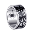 Gothic spinnenweb ring van titanium staal in zilveren finish voor Halloween stijl - US Maat 7 / Zilver