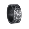 Macro view of 10mm vintage titanium steel ring with irregular cracked texture patterns - US 7 / Distressed Antique Silver