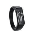 Anello di coppia in acciaio inossidabile nero con incisione His Queen e corona - US 7 / Queen (Donna)