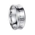 Brede concave roestvrijstalen ring met gepolijste zilveren finish en Let Them tekst - US 6 / Zilver